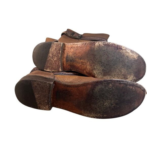 Frye Boots Paige Trapunto Women's 8 B shoes brown Leather Buckle Mid Calf 76115 - Picture 8 of 13